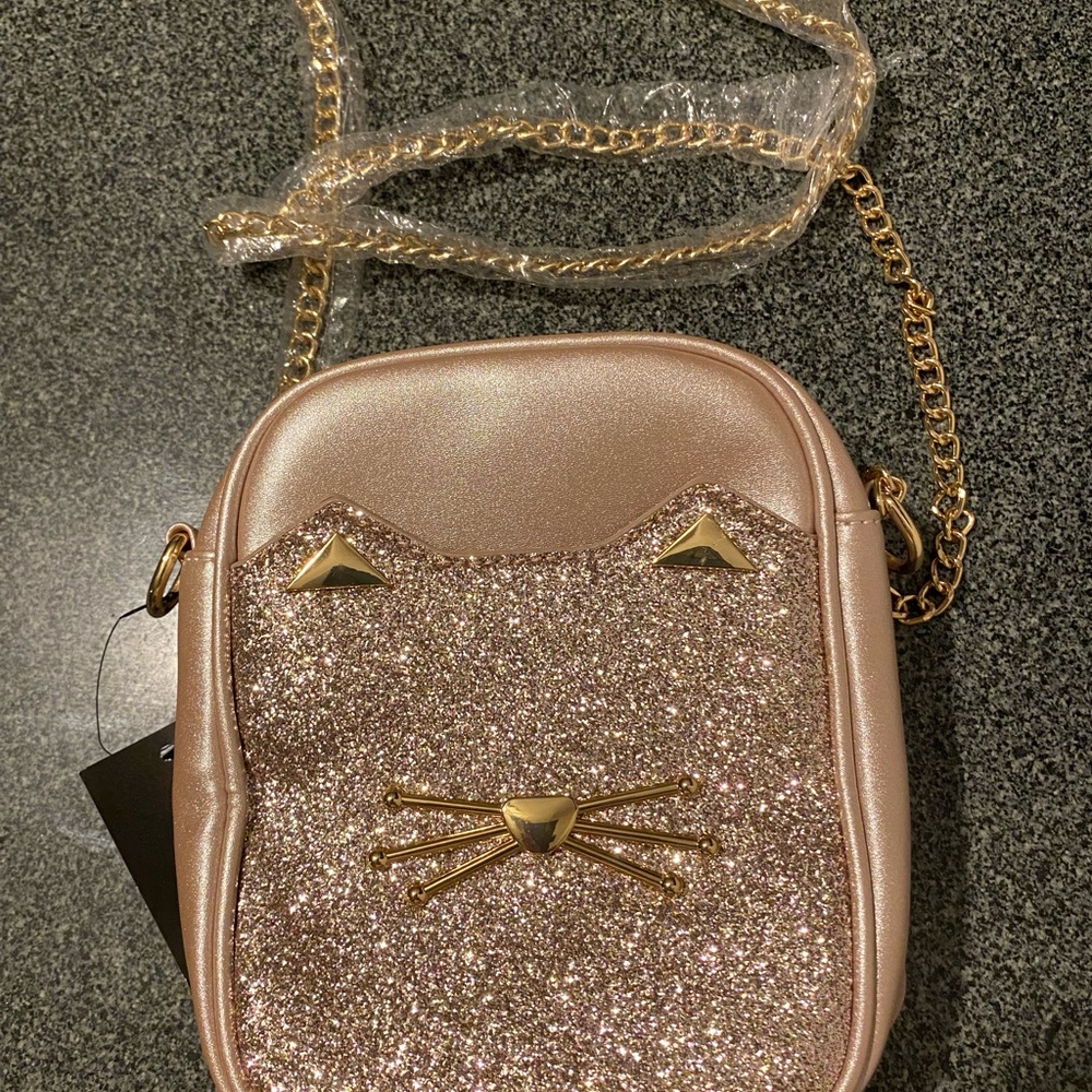 Afkomst Glittery Cat Face Crossbody Bag - Pink